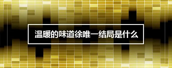 温暖的味道徐唯一结局